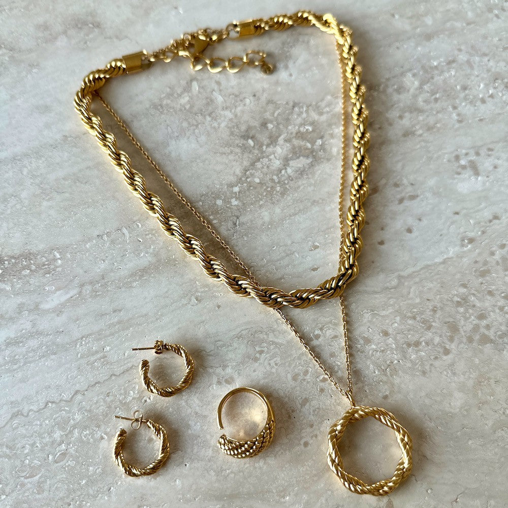 Twist Hoop Örhänge Guld Guld
