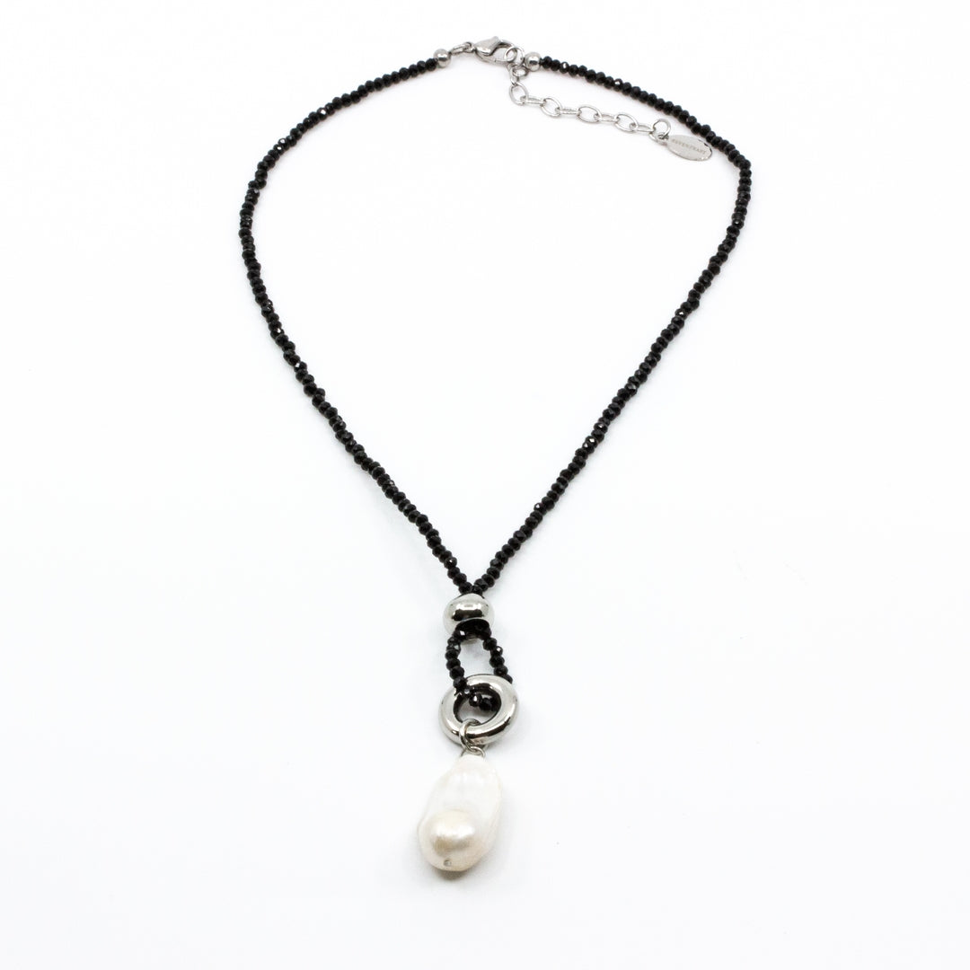Sparkling Chunky Pearl Necklace Black