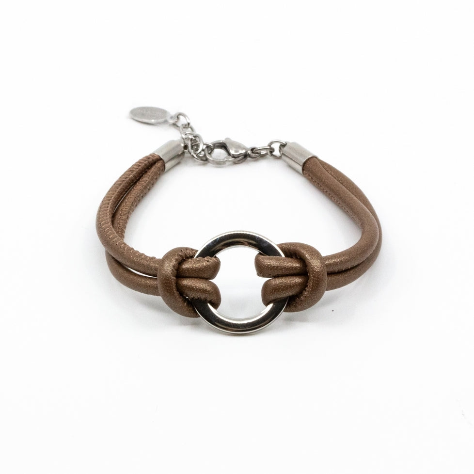 Ring Leather bracelet Bronze