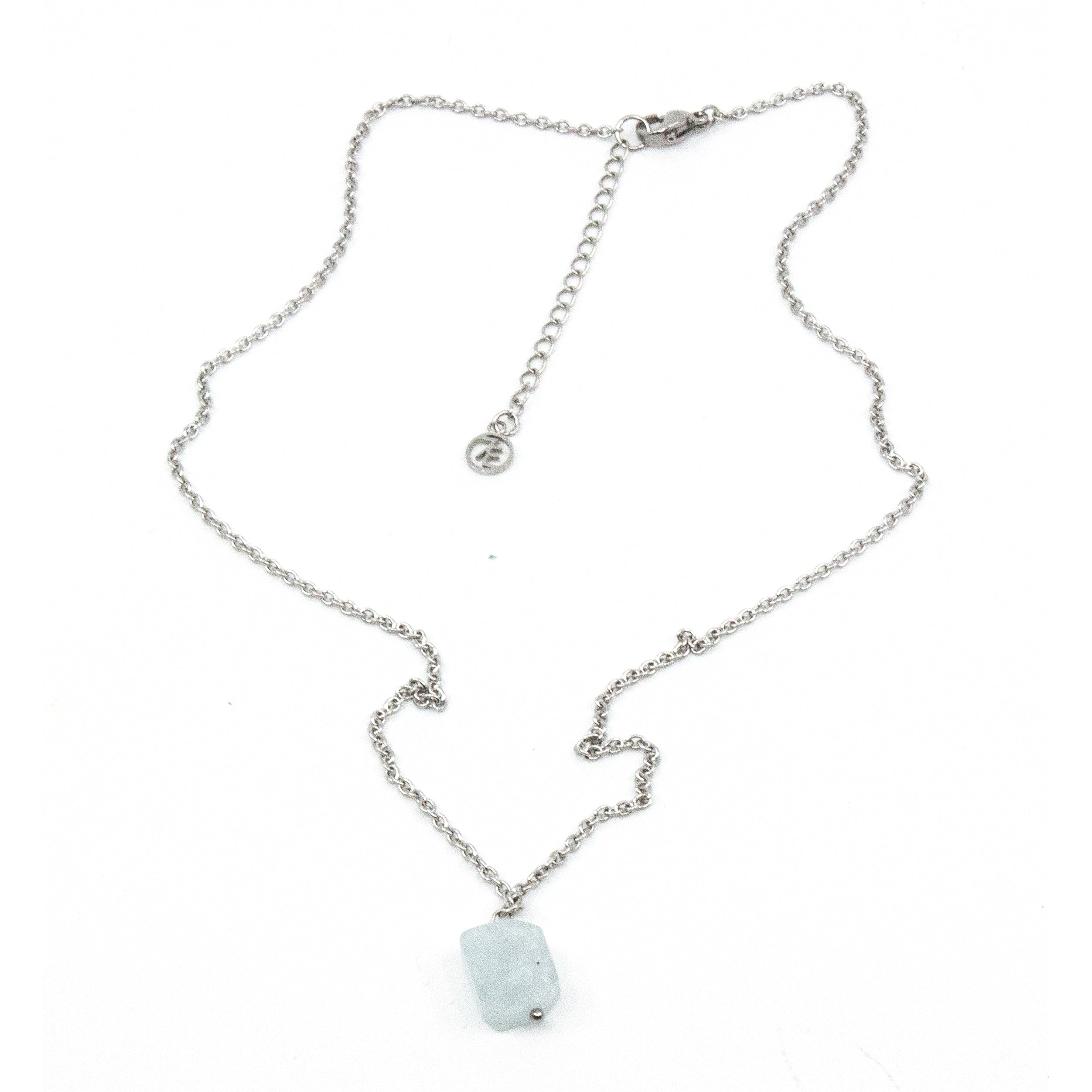 Akvamarin Halsband 45cm Silver