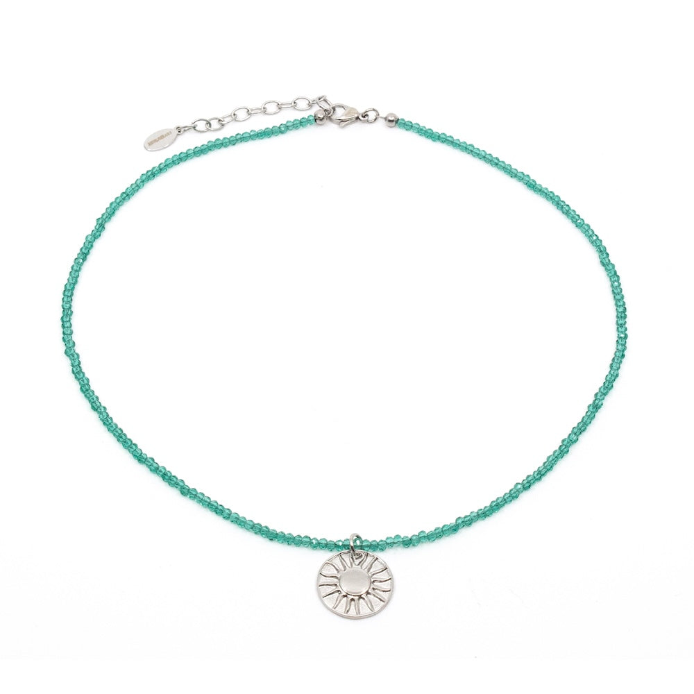 Sun Amulet Necklace Silver Green