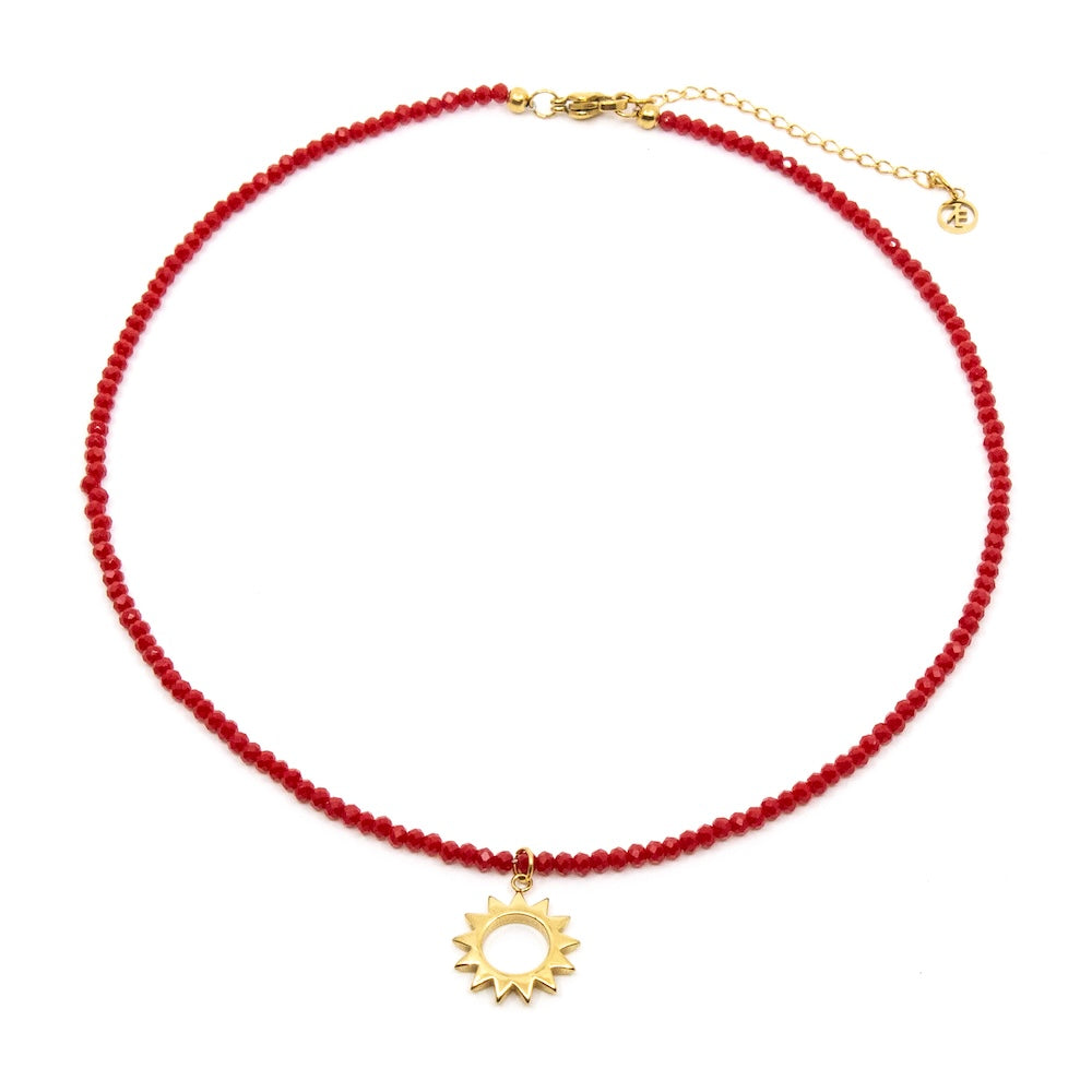 Sun Necklace Gold Red