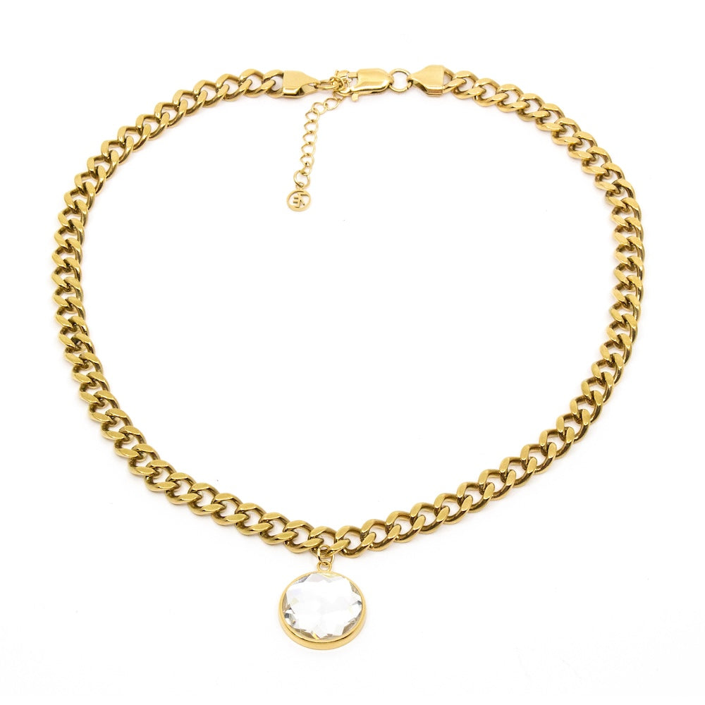Sparkling Chunky Flat Chain Necklace Gold