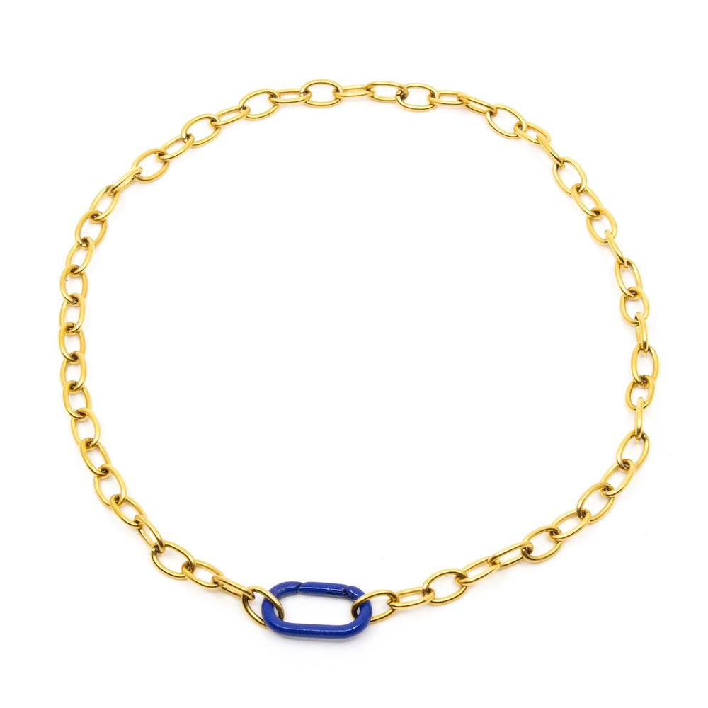 Blue Clasp Necklace Gold