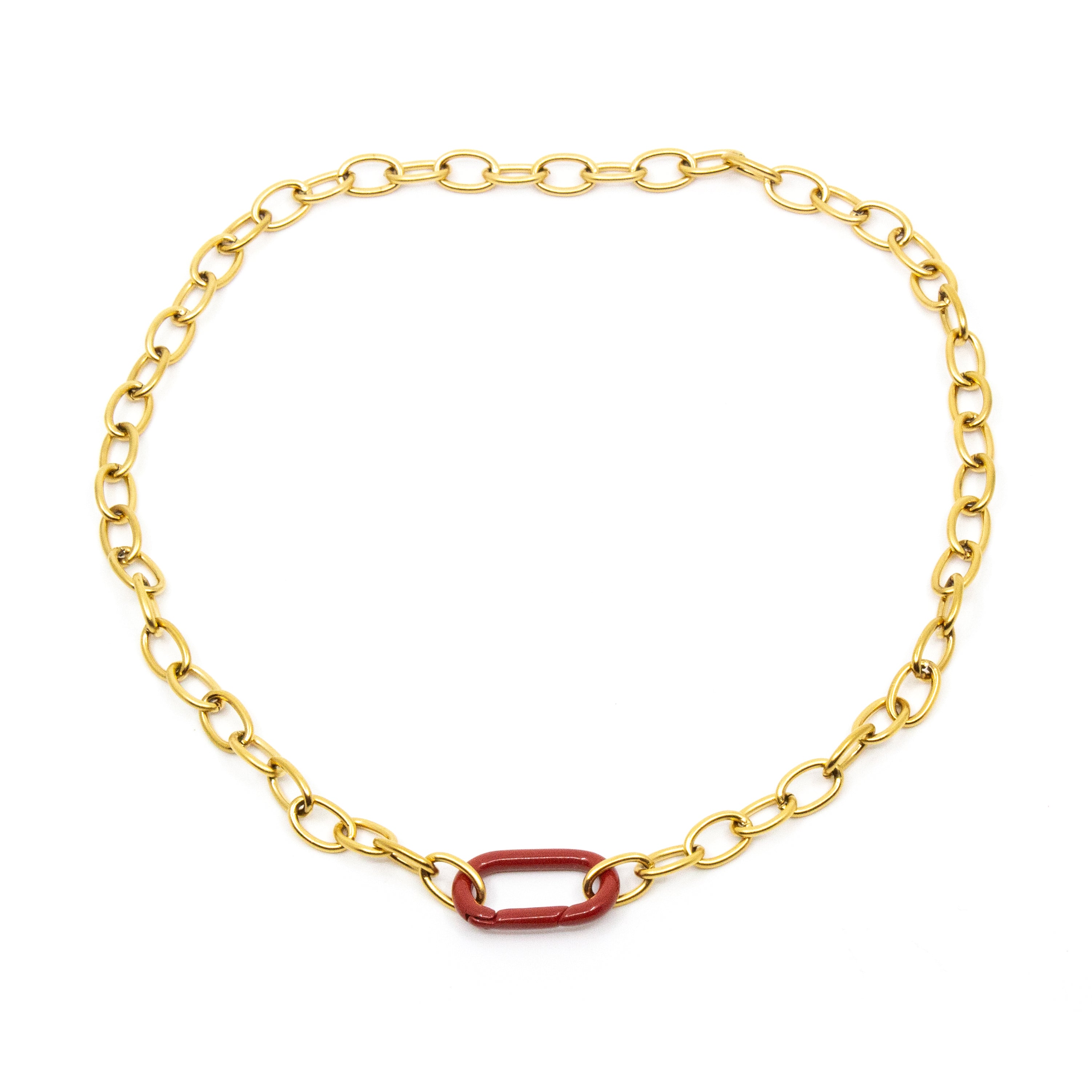 Clasp Halsband Guld/Mörkröd