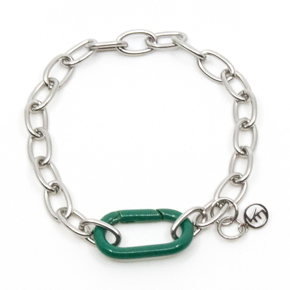 Clasp Armband Silver/Grön