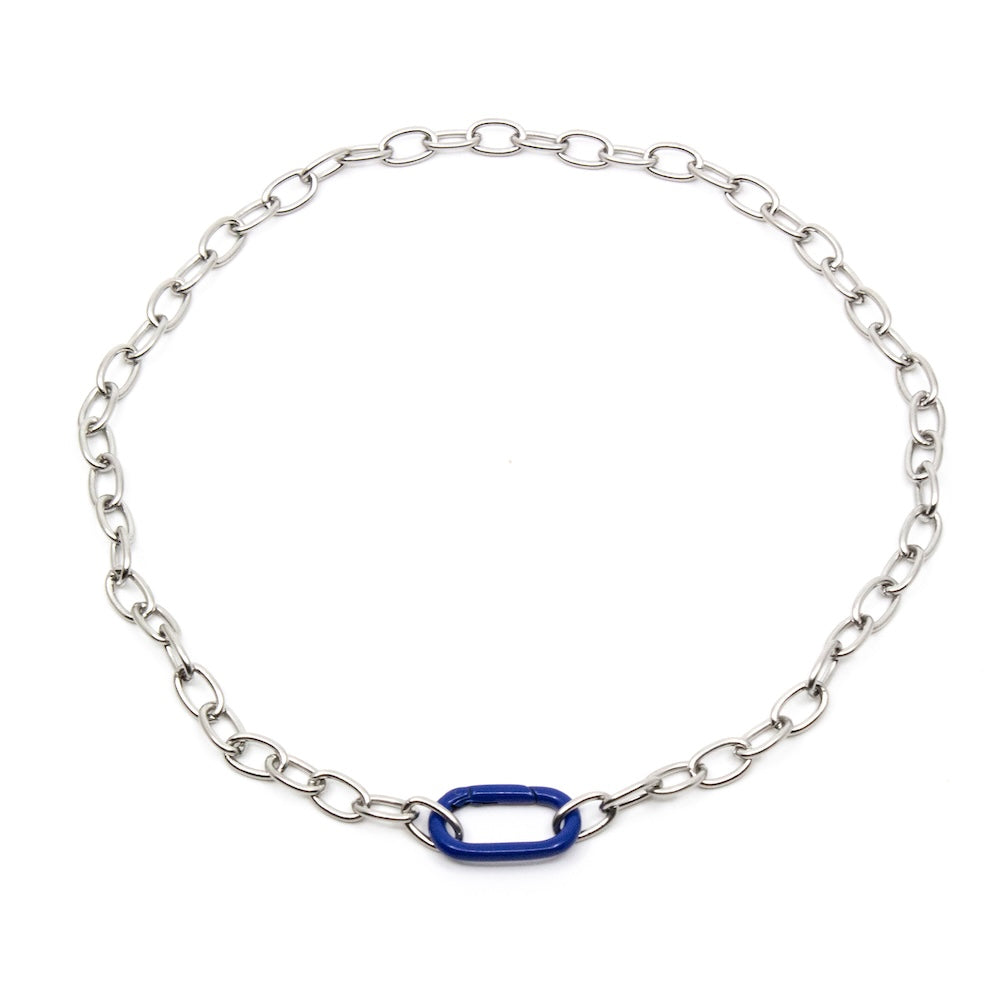 Blue Clasp Necklace Silver