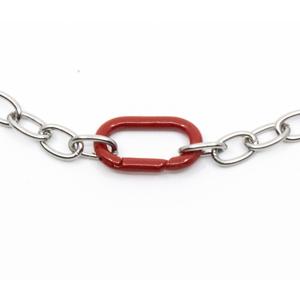 Red Clasp Necklace Silver