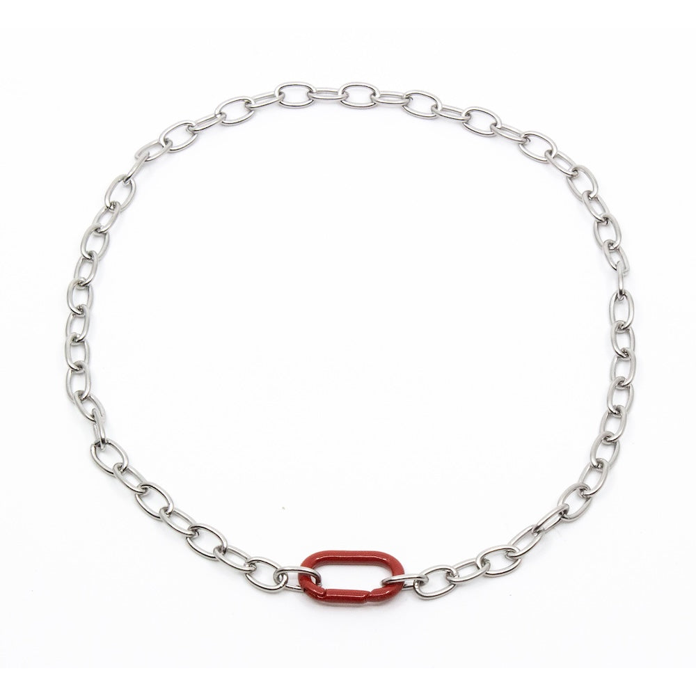 Red Clasp Necklace Silver