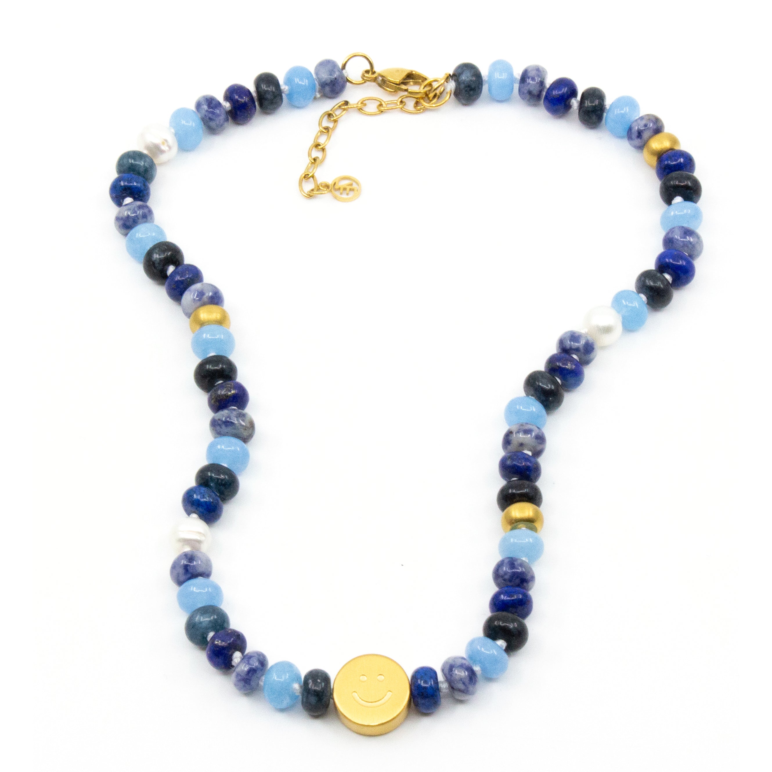 Chunky Gem Smile Halsband Blå