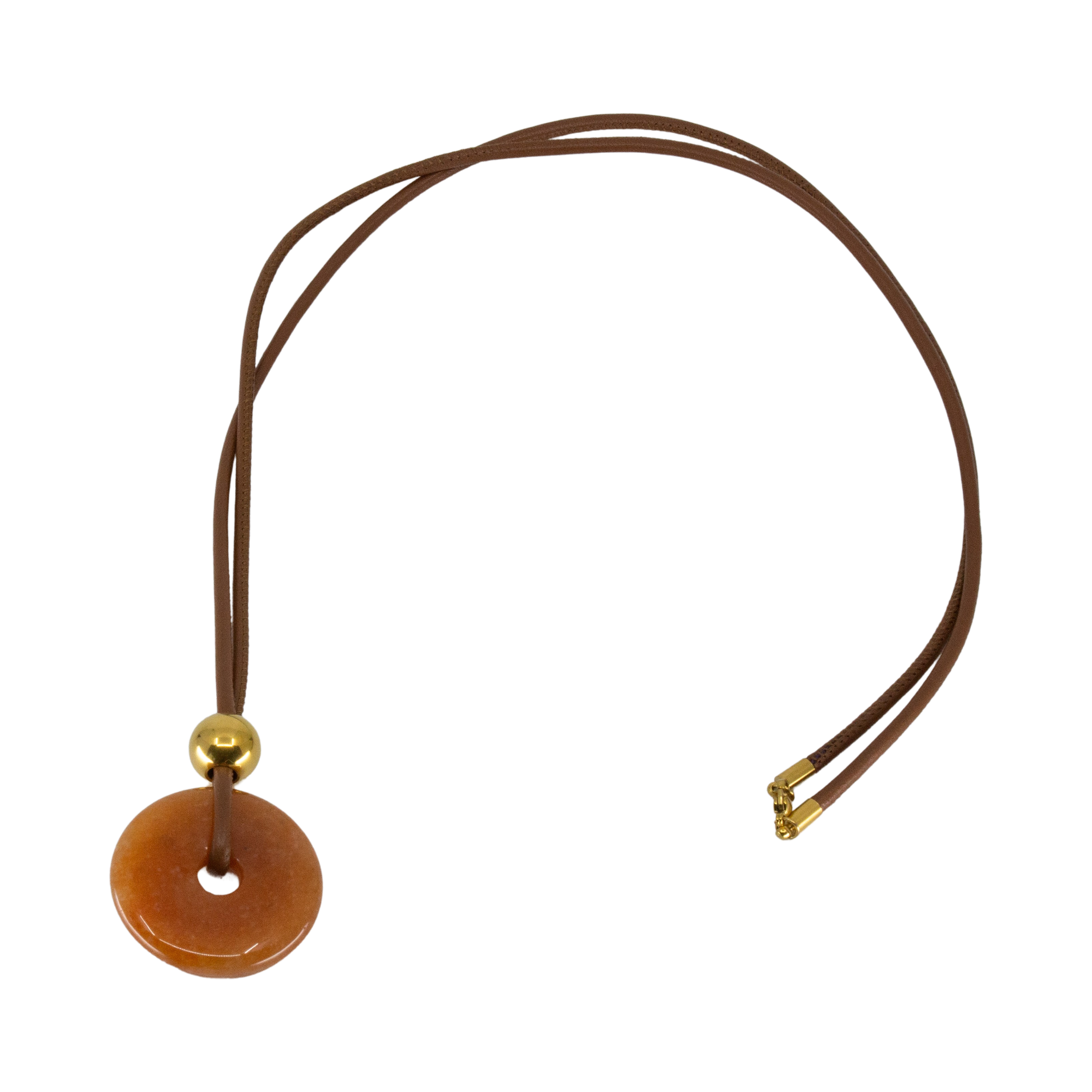 Orange Jade Halsband Läder