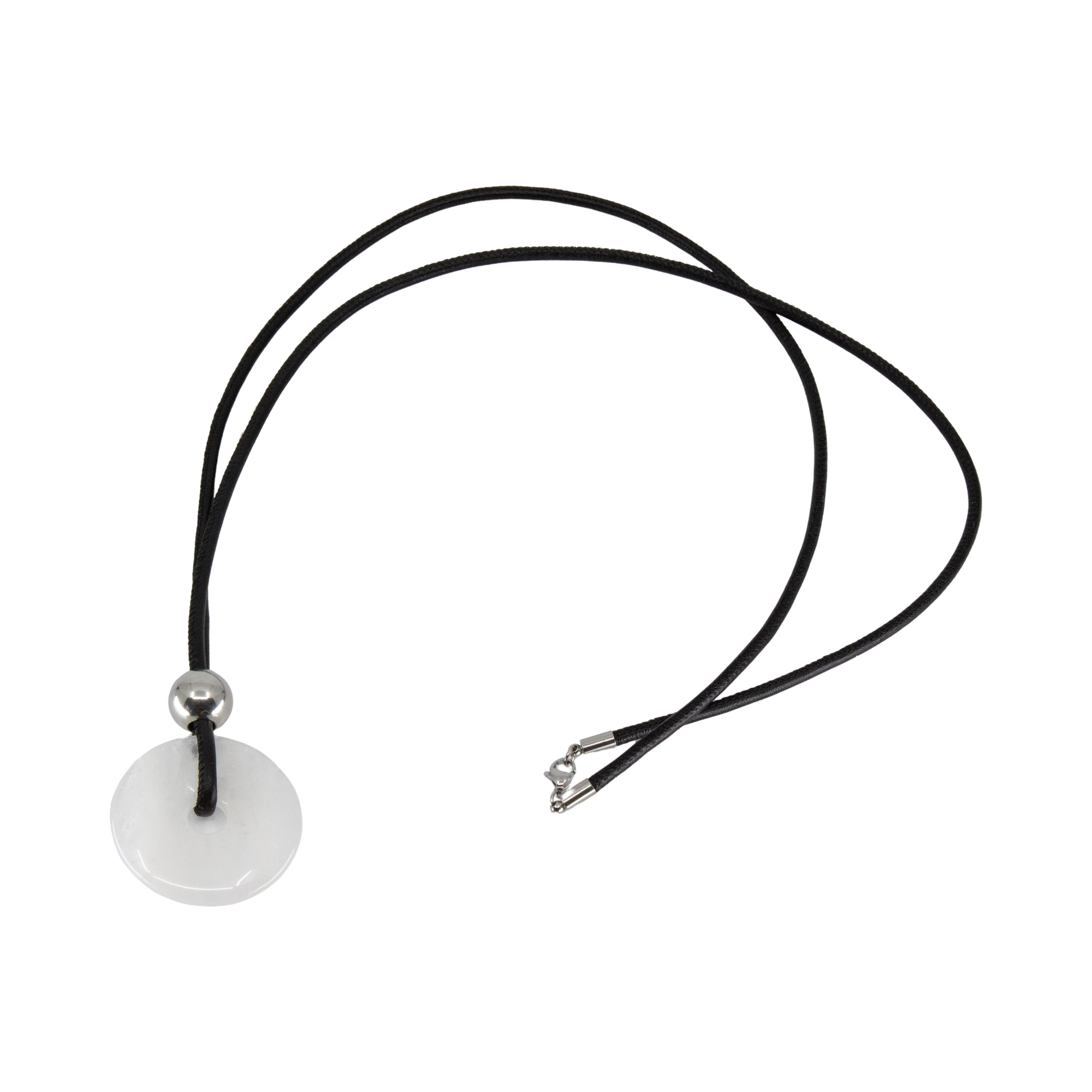 Clear Quartz Halsband Läder