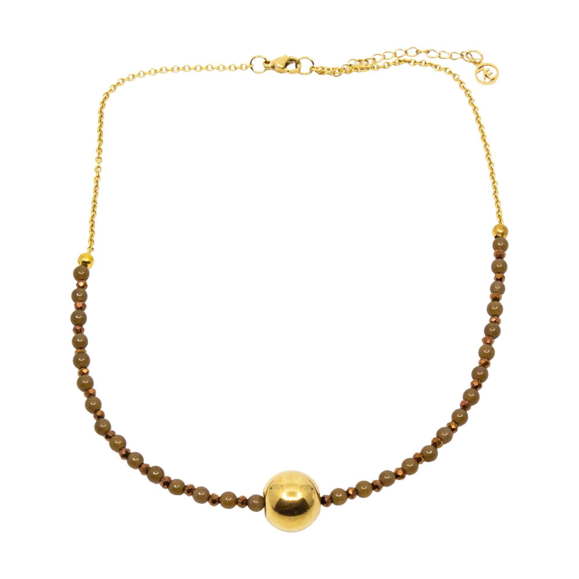 Ball Beads Halsband 42cm Brun