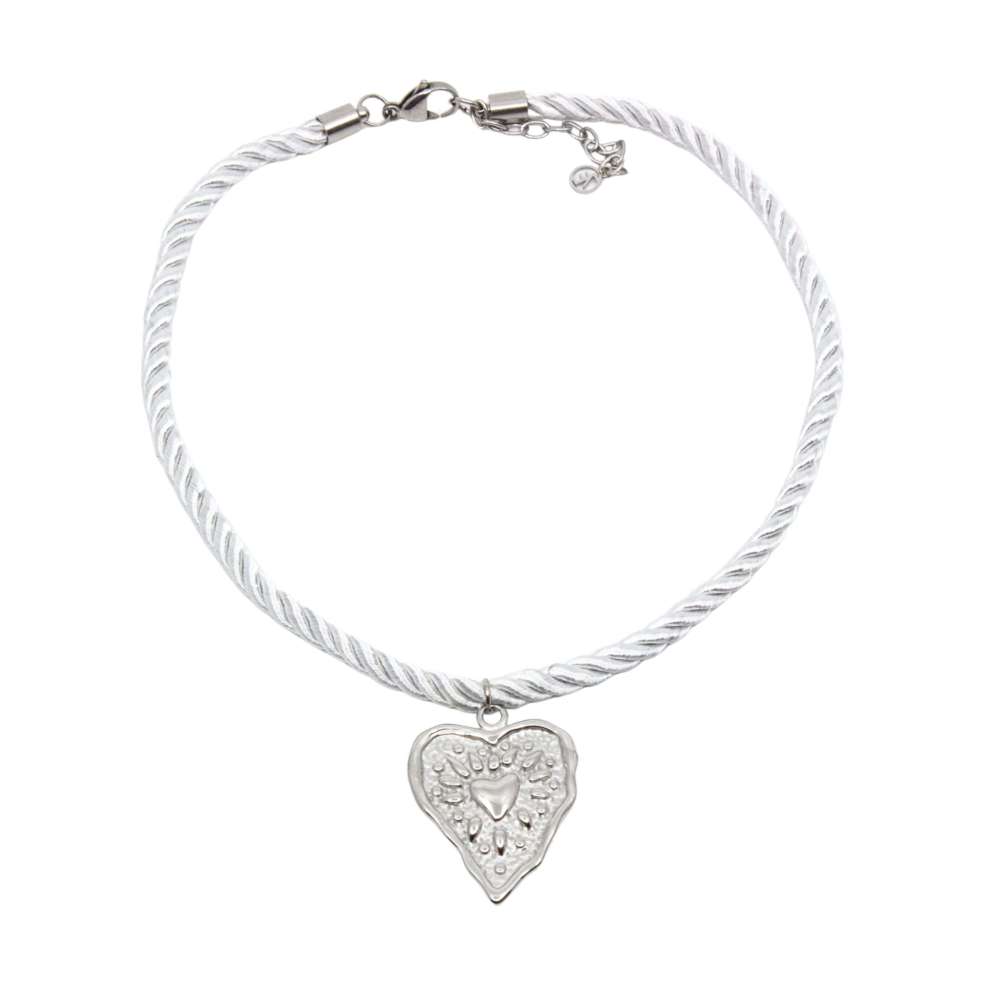 Western Heart Rope Halsband Silver