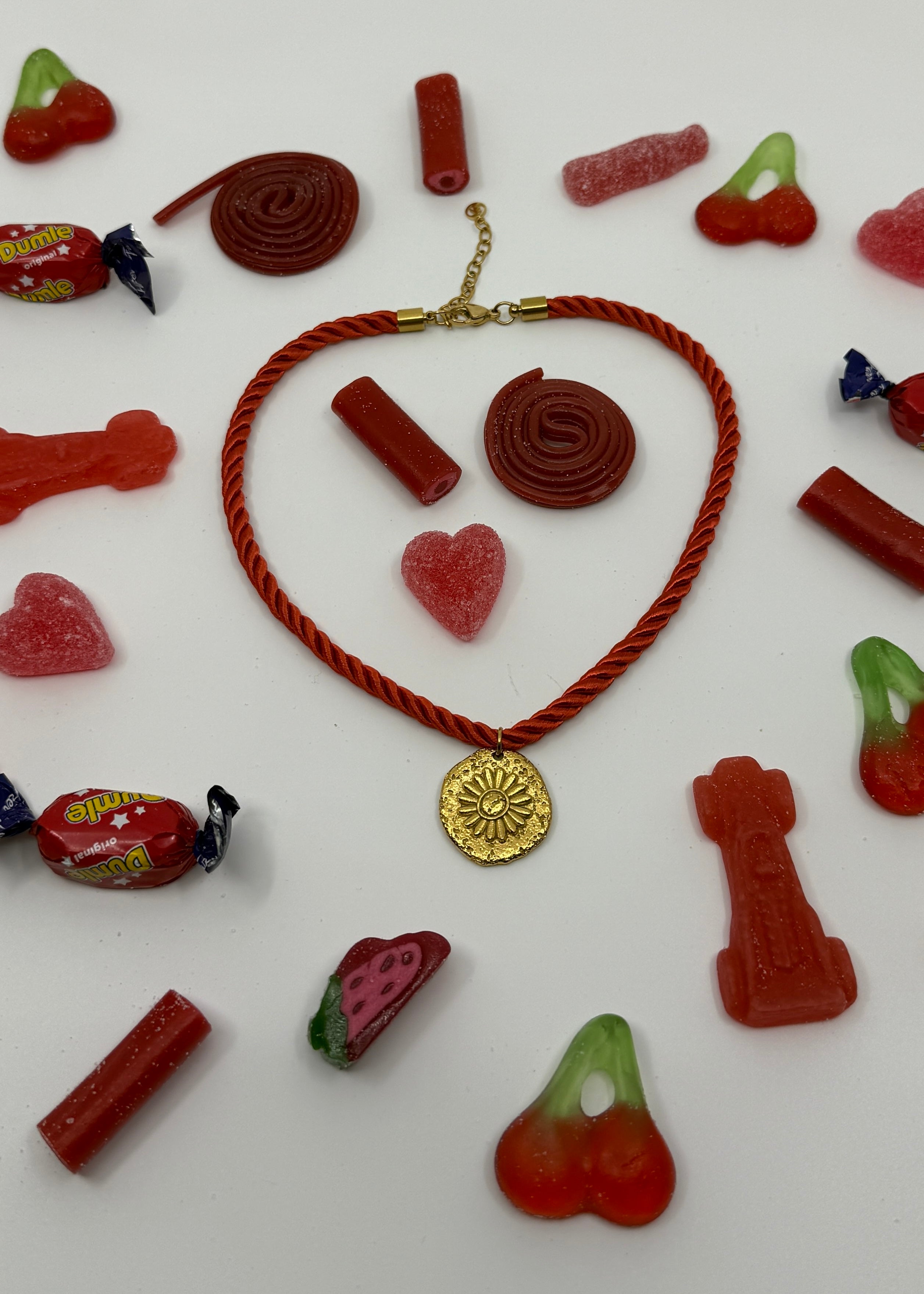 Bellis Rope Necklace Red