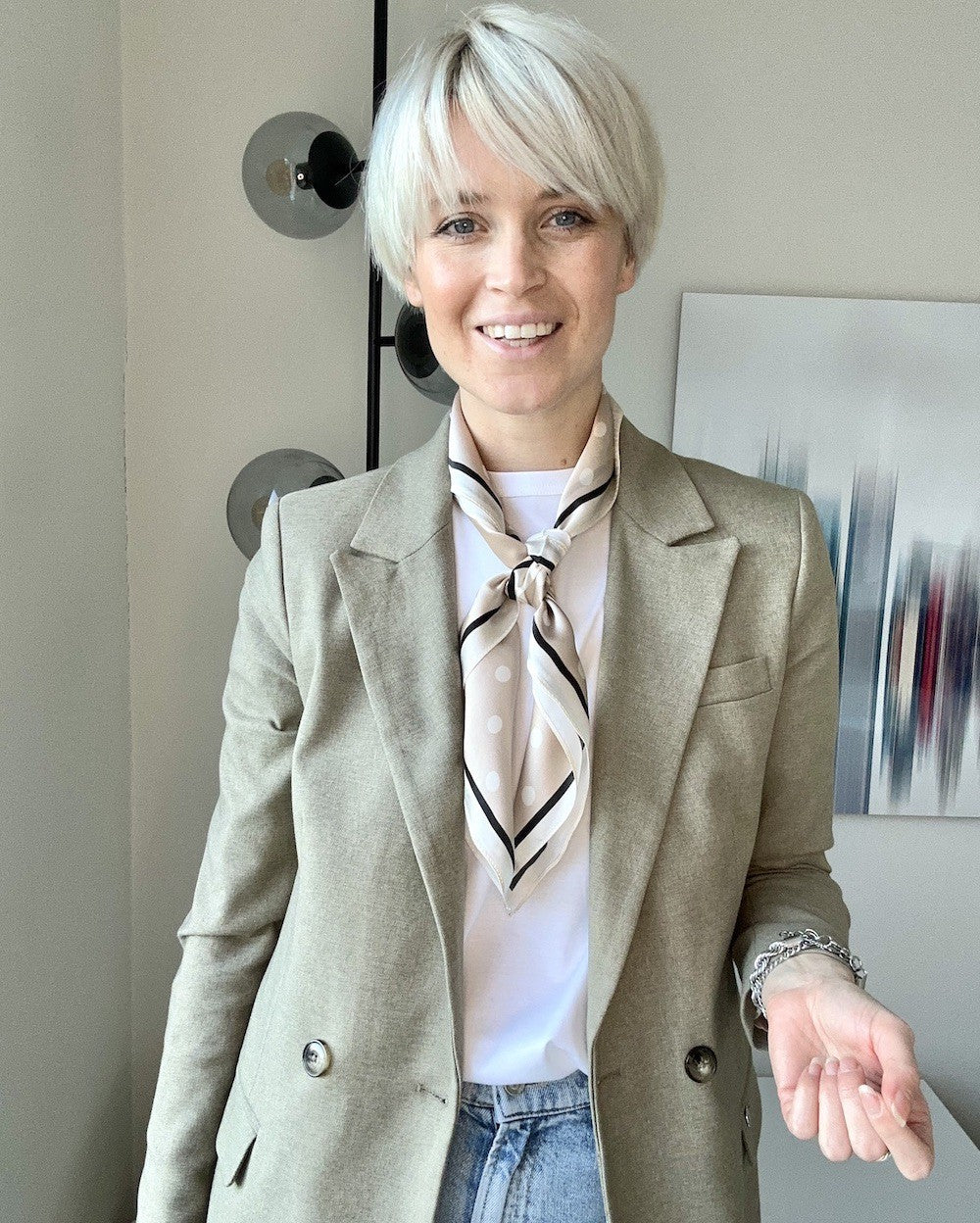 Kempen Sidensjal 70x70cm Sand Sand