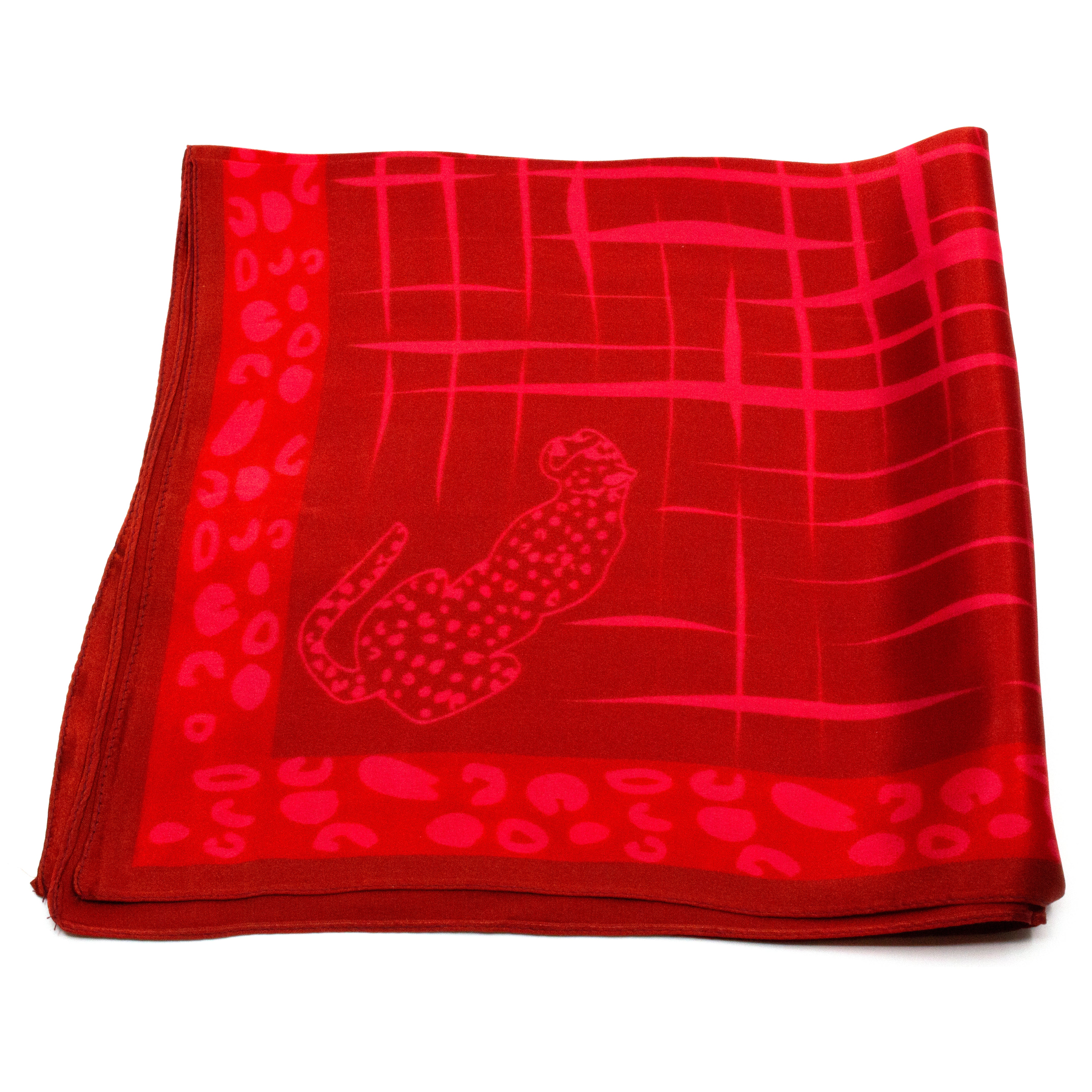 Leopard Square Sidensjal 50x50cm Rosa