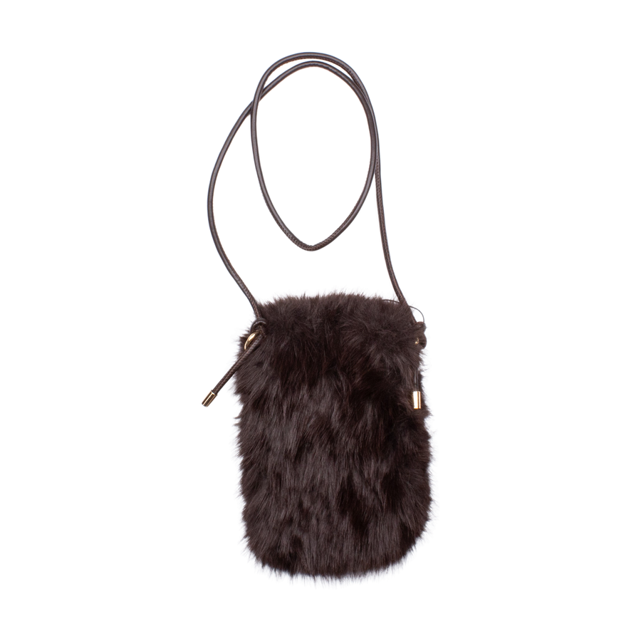 Faux Fur Mobilväska Brun