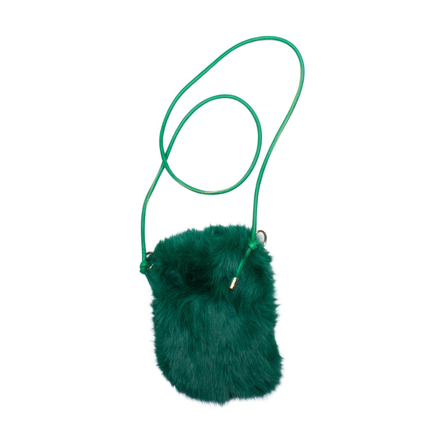 Faux Fur Mobilväska Grön