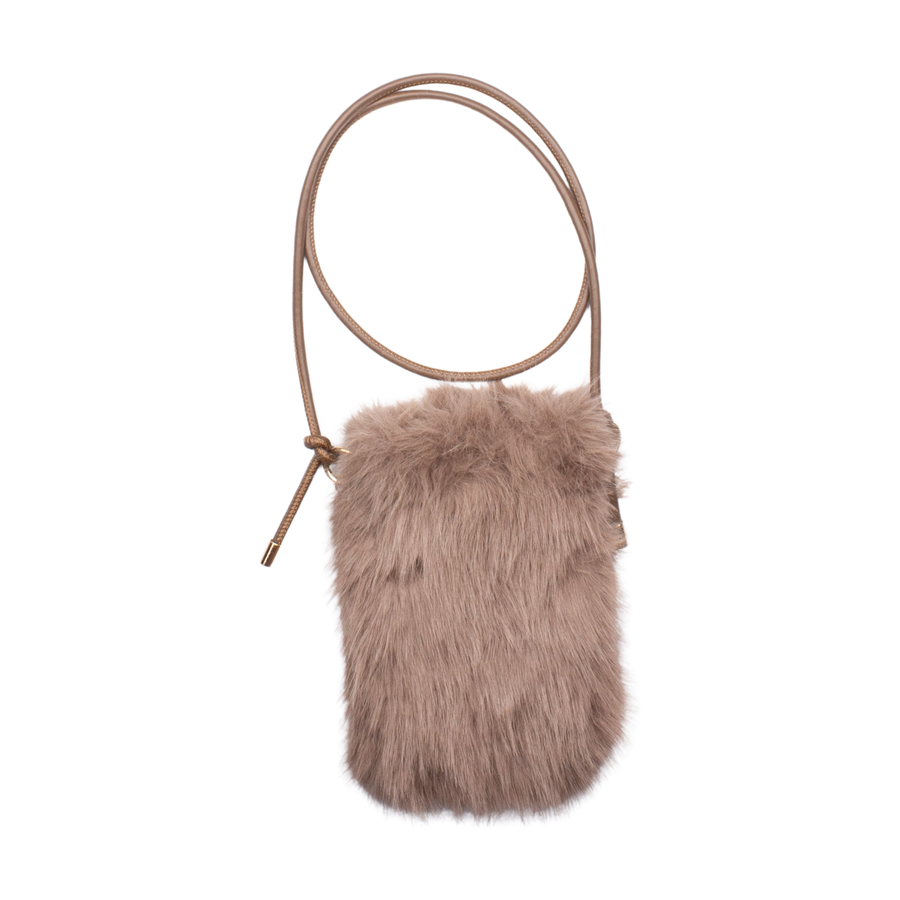 Faux Fur Mobilväska Mud