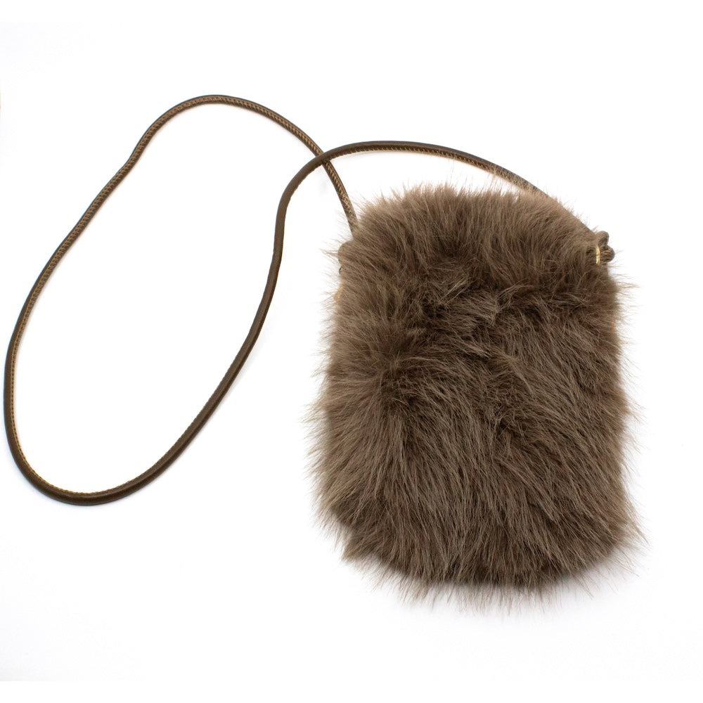 Faux Fur Mobilväska Mud