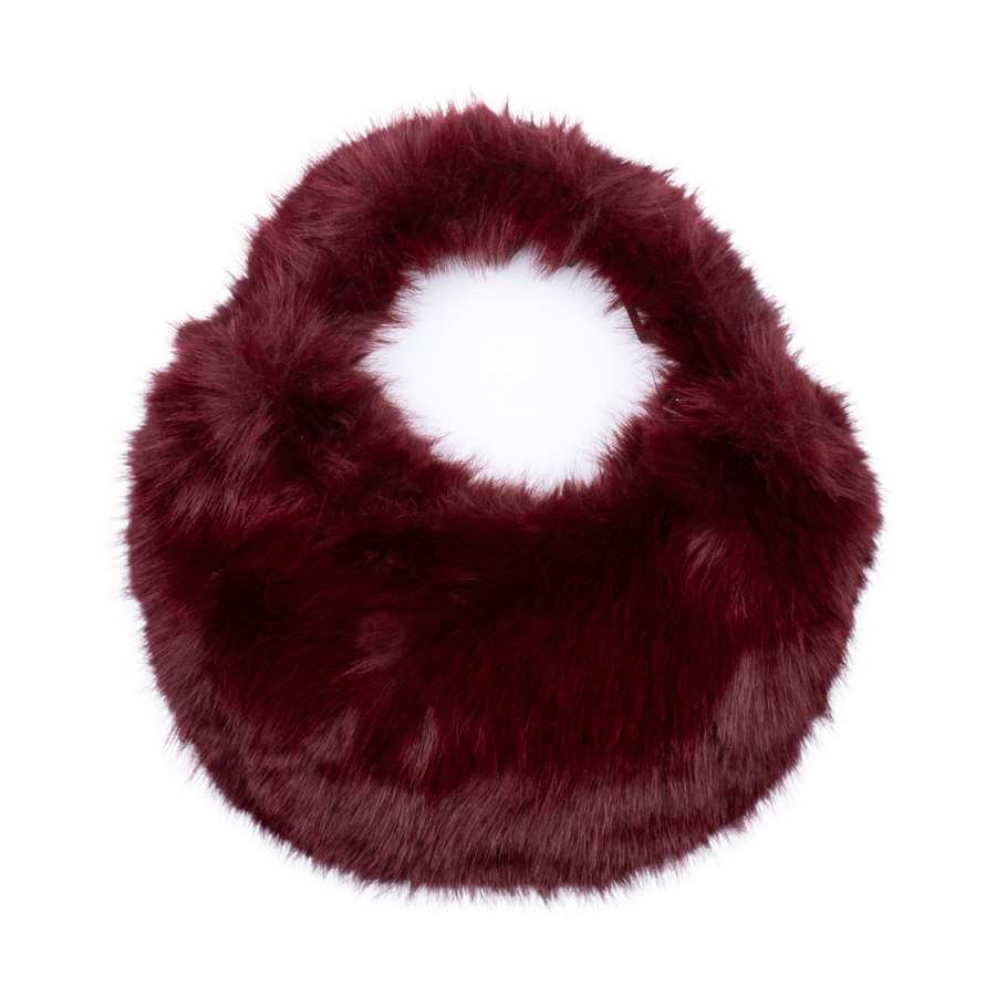 Faux Fur Bagel Väska Vinröd