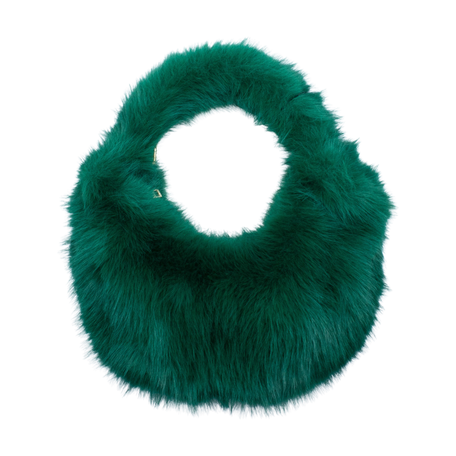 Faux Fur Bagel Väska Grön