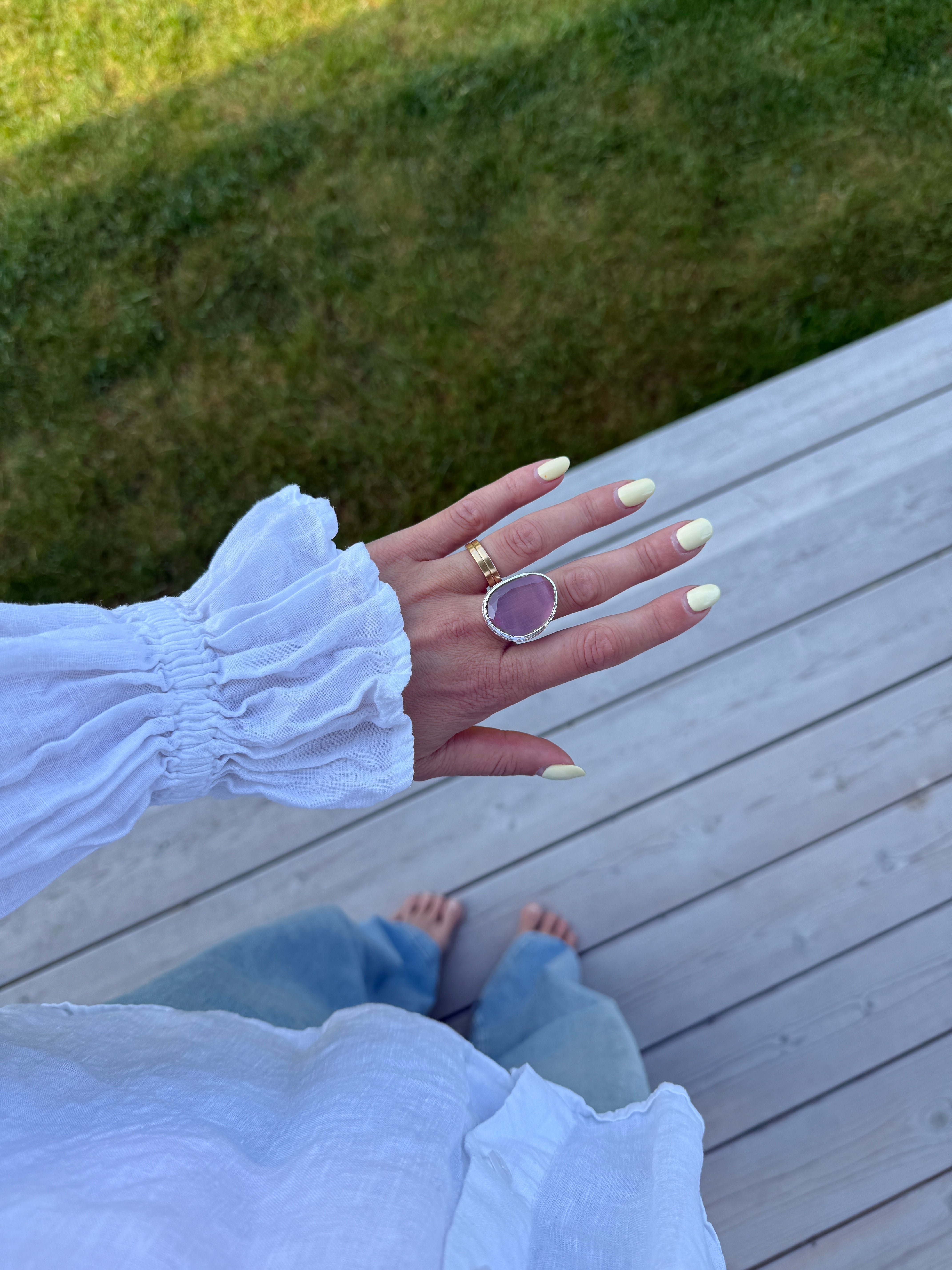 Omikron Silver Big Ring Rosa