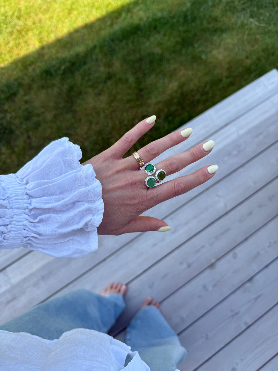 Tripple Tau Silver Ring Jade