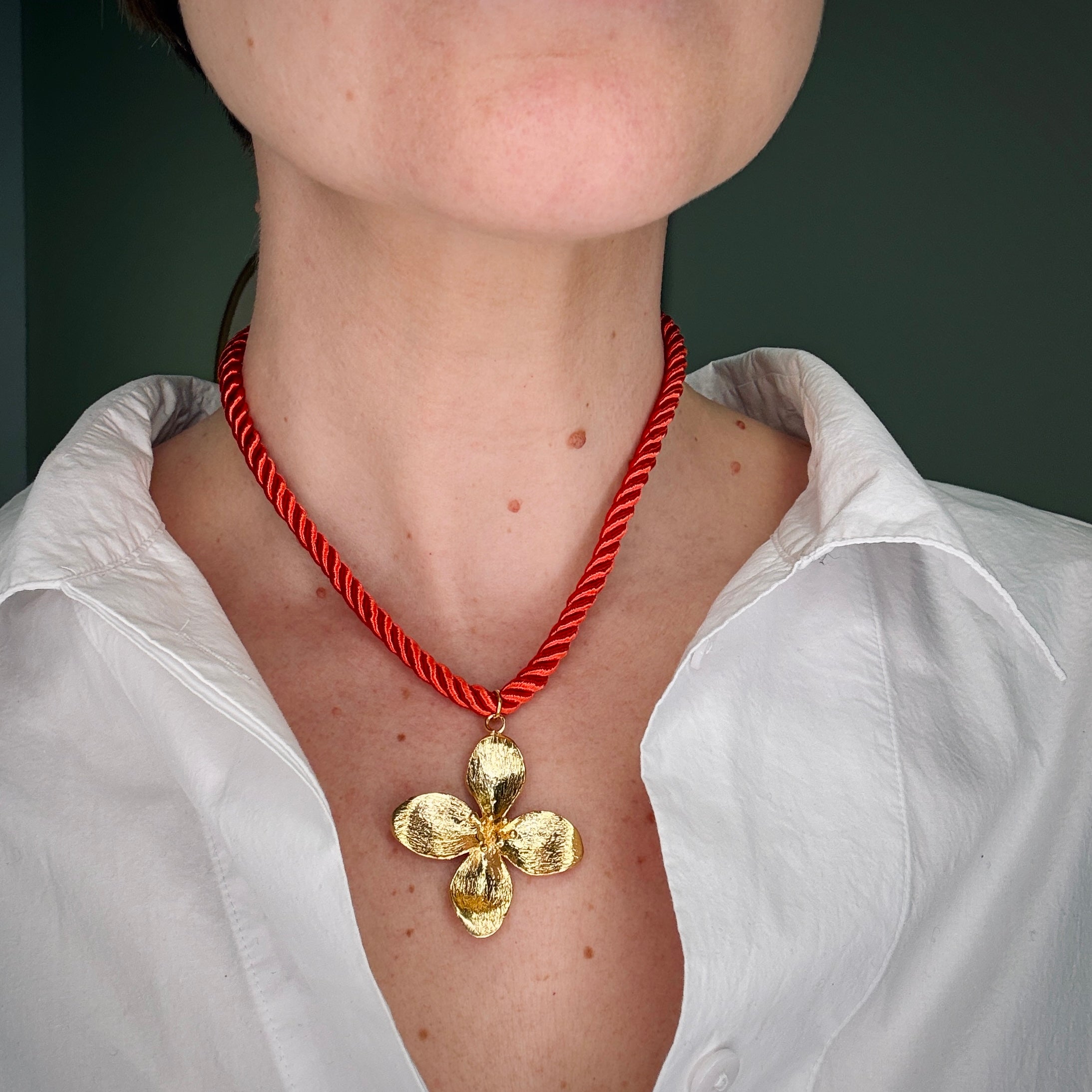 Flower Rope Halsband Röd