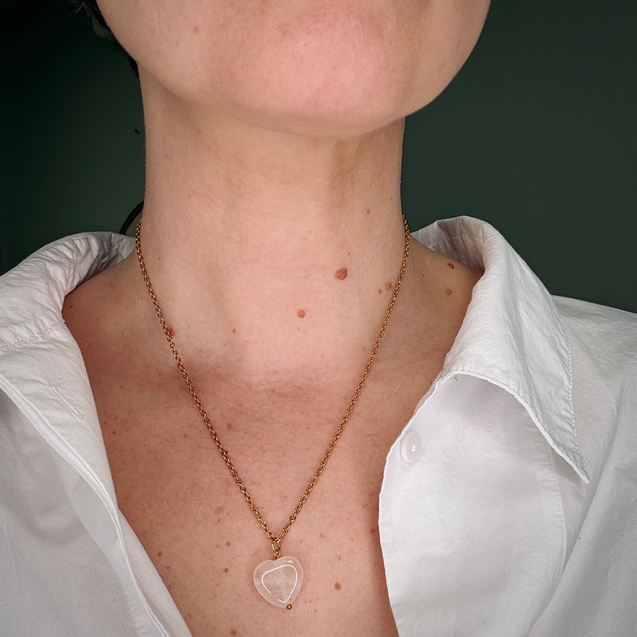 Heart Rosequartz Halsband