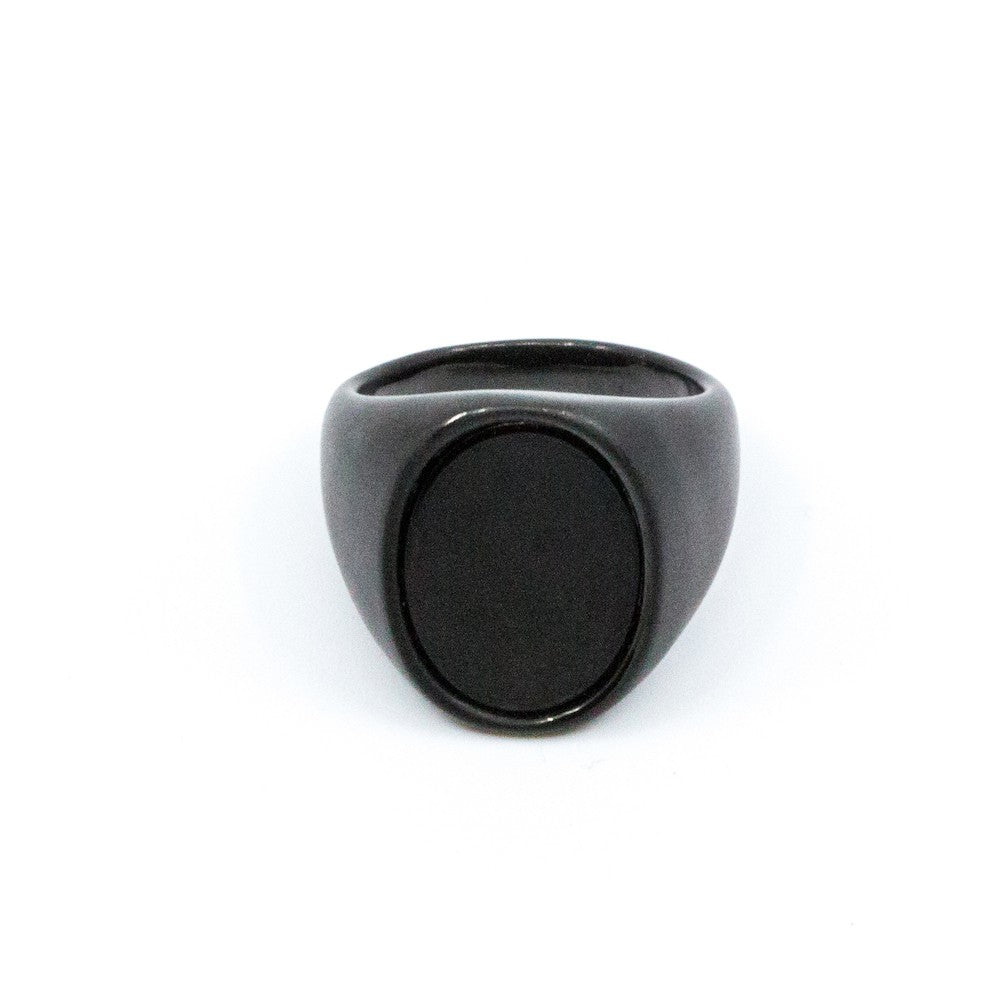 Oval Signet Ring Svart Svart