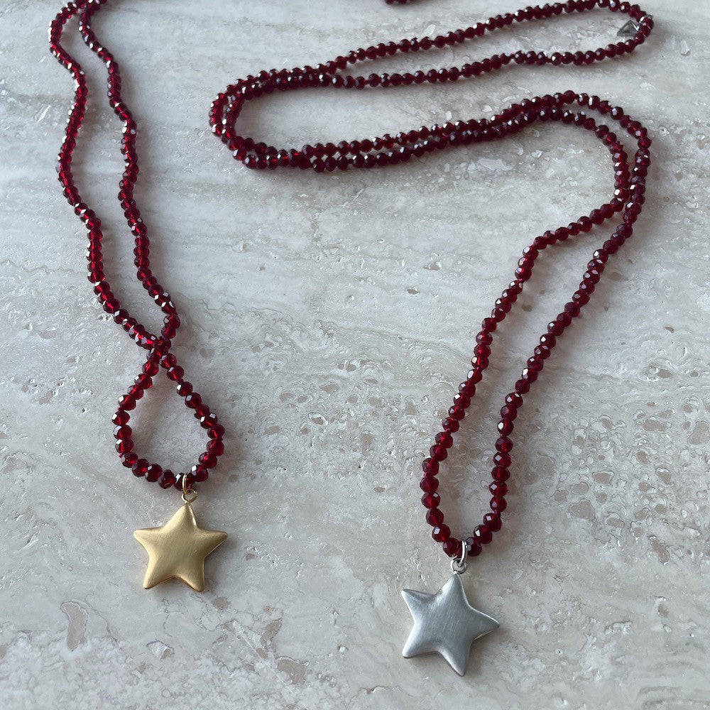 Silver Soft Star Halsband Röd Röd
