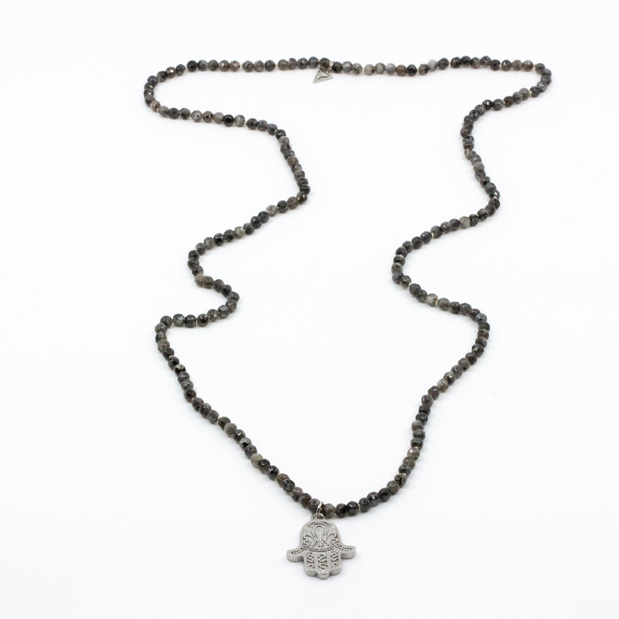 Hamsa Necklace Grey