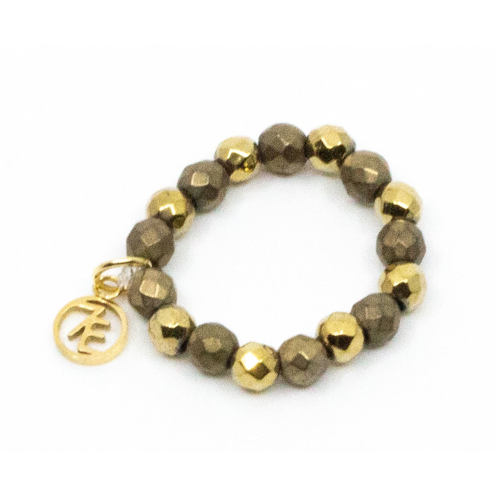 Hematite Gold Elastic Ring