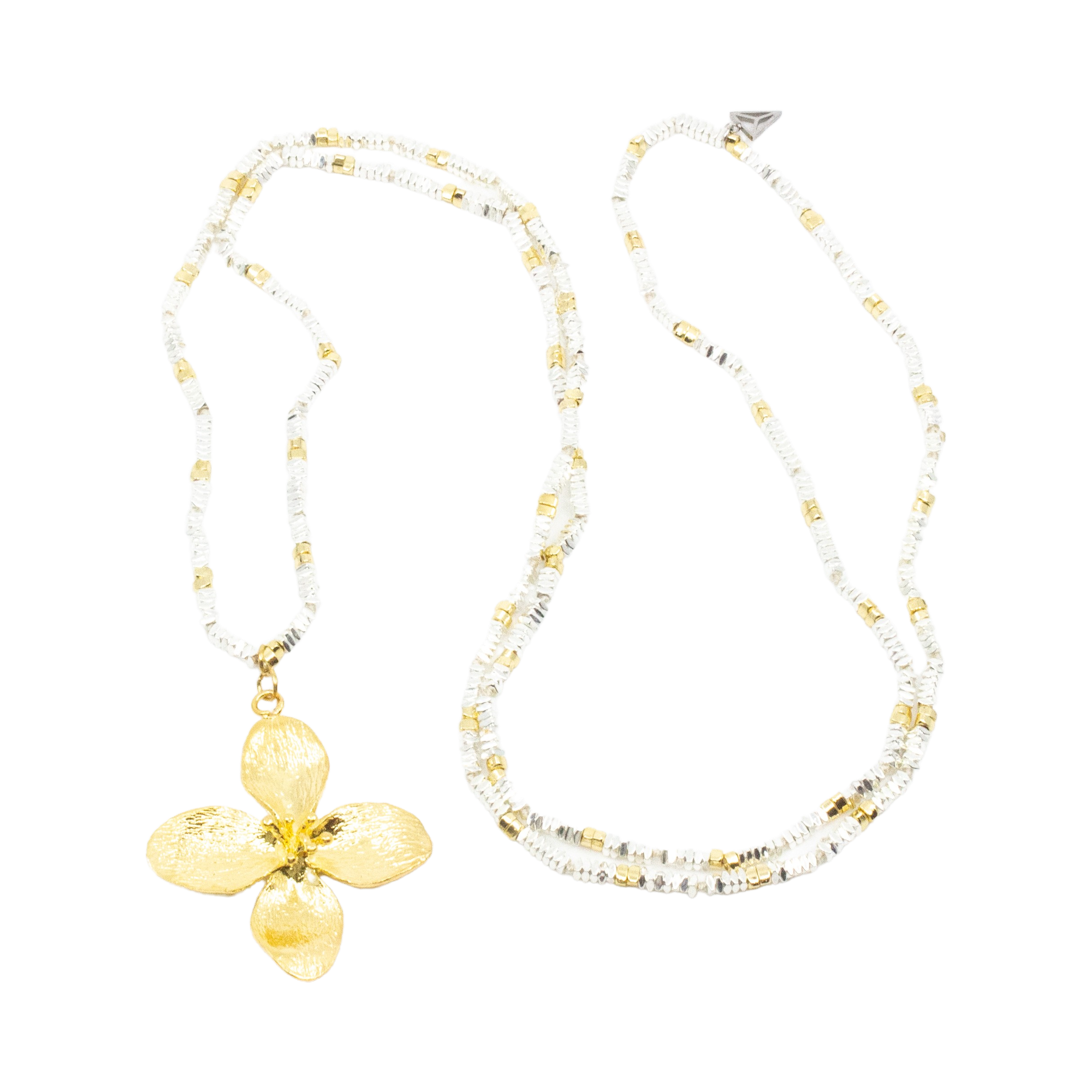 Flower Hematite Halsband Silver