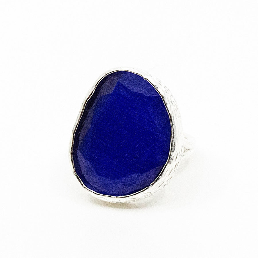 Omikron Big Ring Blå Silver