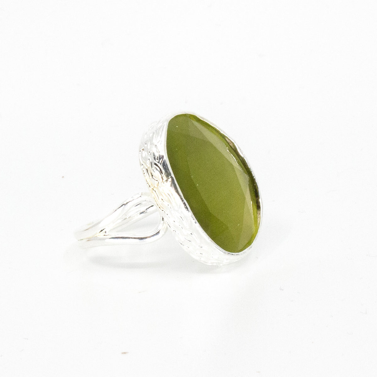 Omikron Big Ring Mörkgrön Silver