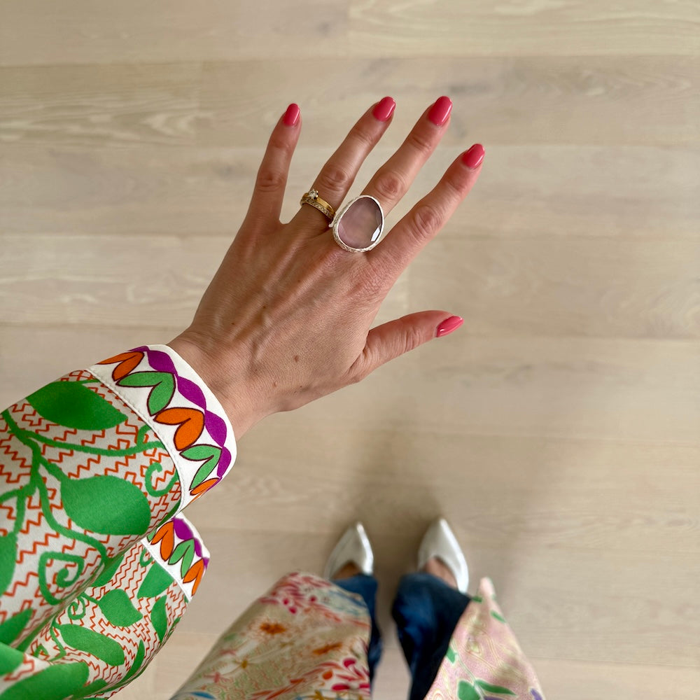 Omikron Silver Big Ring Rosa