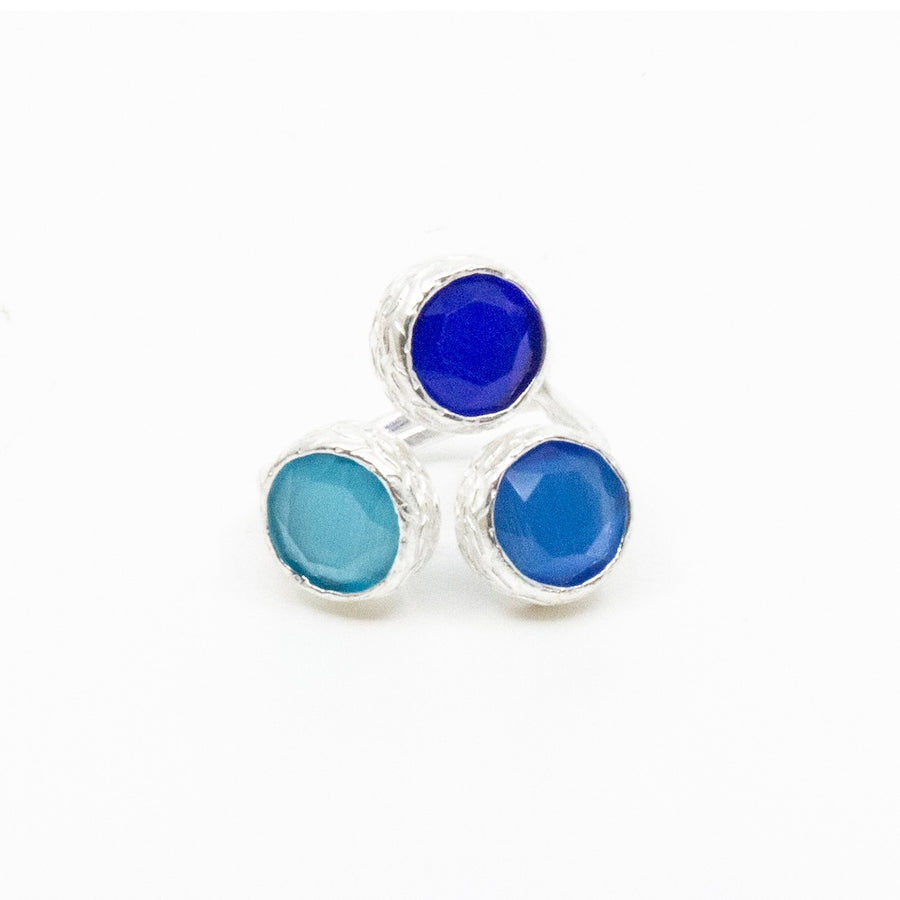 Tripple Tau Ring Silver Blå