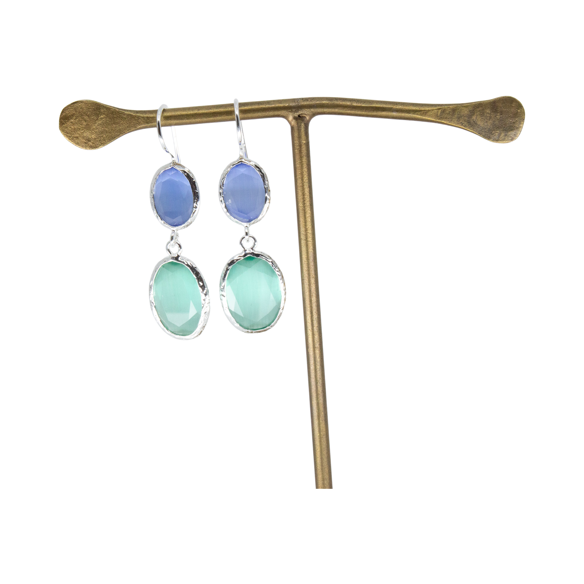 Double Thea Örhängen Silver Blå