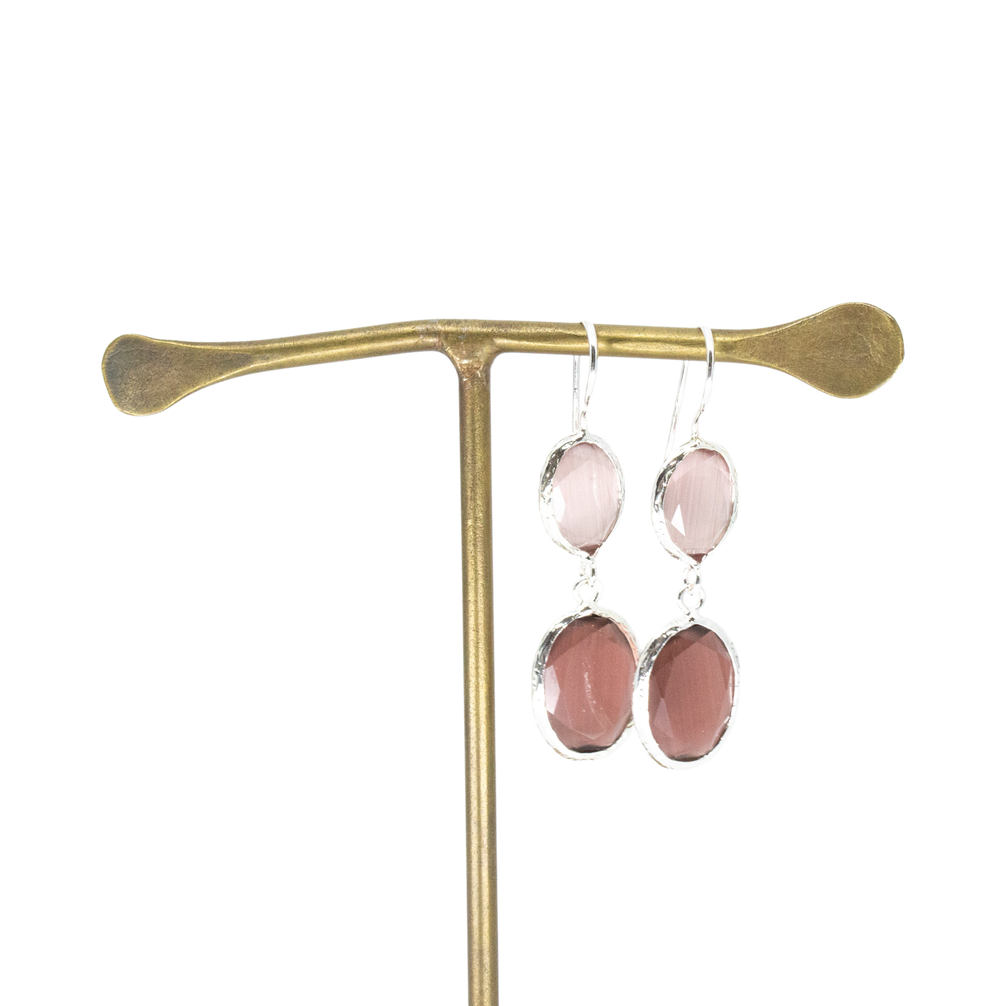 Double Thea Örhänge Silver Rosa