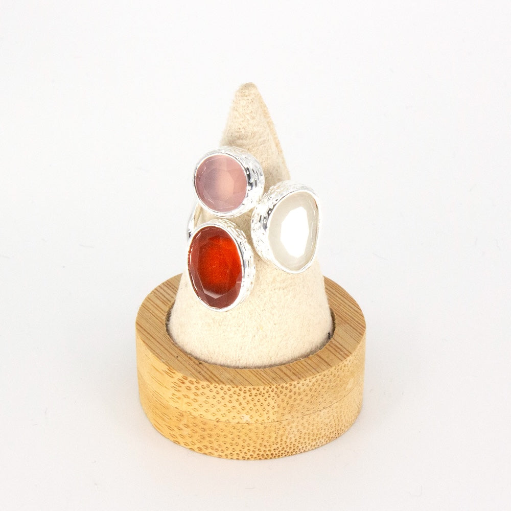 Tripple Omikron Ring Silver Orange