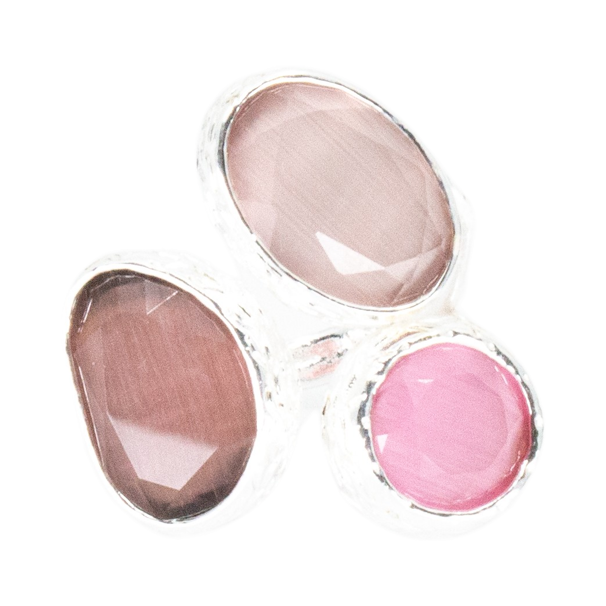 Tripple Omikron Ring Silver Rosa