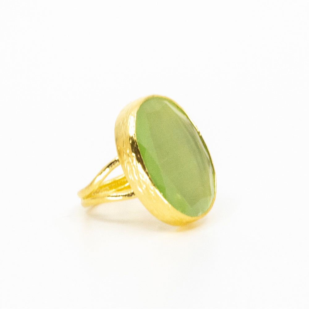 Thea Big Ring Guld Ljusgrön