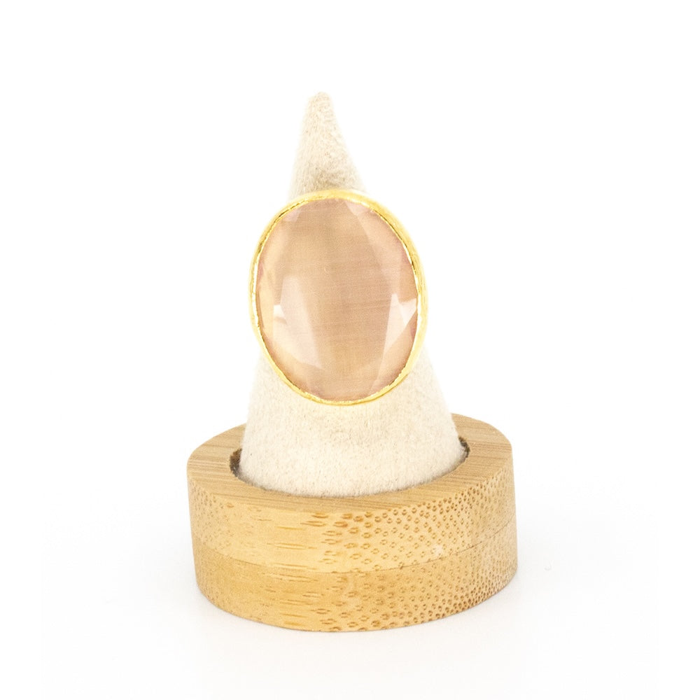 Thea Big Ring Guld Ljusrosa