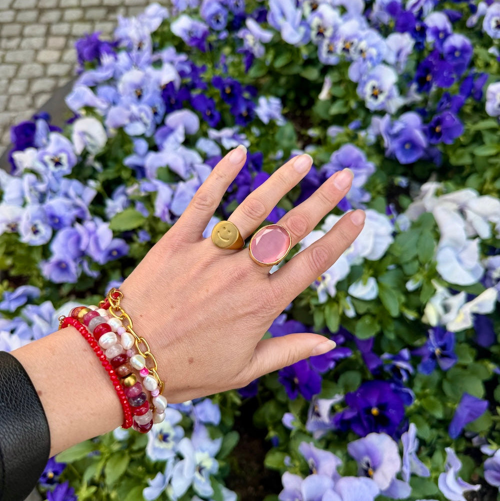 Thea Big Ring Guld Rosa