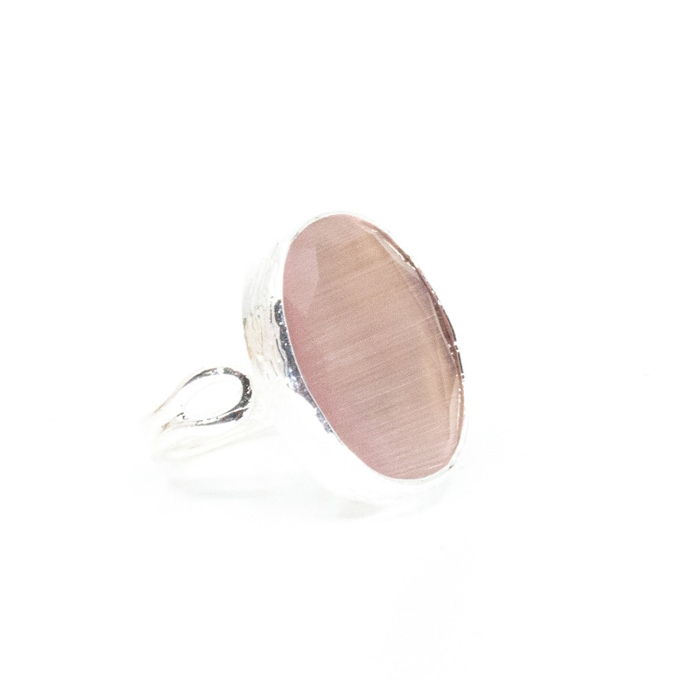 Thea Big Ring Silver Ljusrosa
