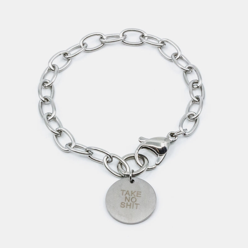 TAKE NO SHIT Armband Silver Silver