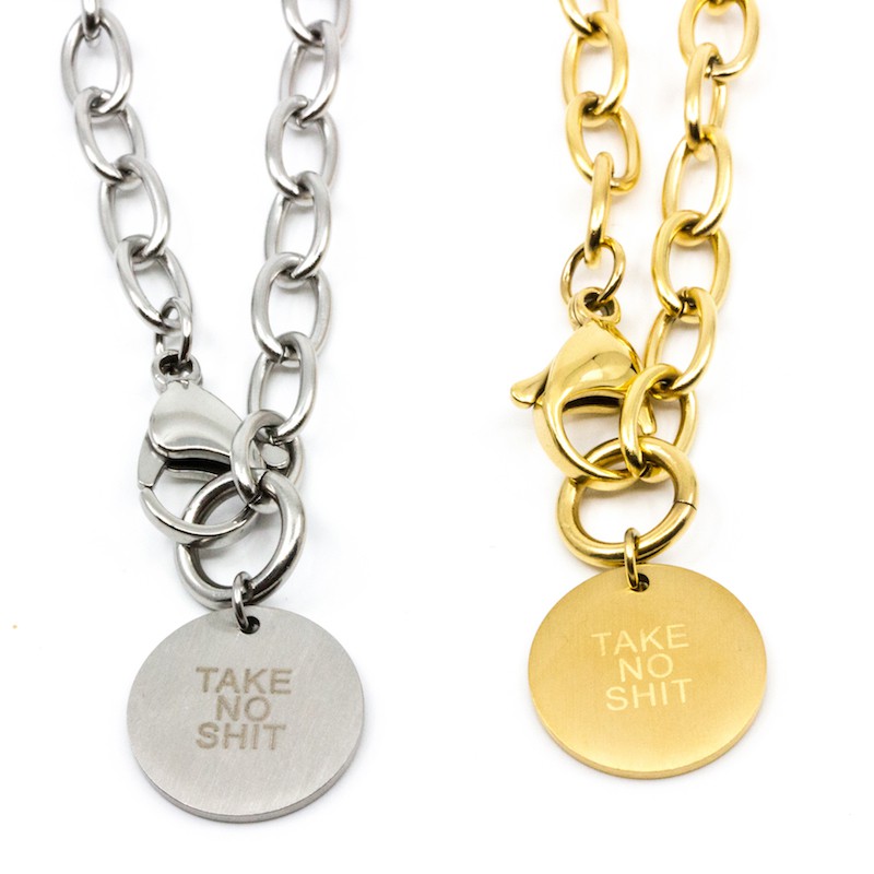 TAKE NO SHIT Armband Silver Silver
